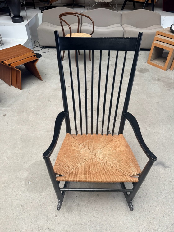 Fdb Möbler J16 Mecedora, Hans Wegner, Madera, Mimbre, Negro, Modern (foto 13 de 13)