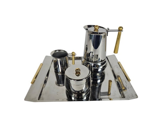 Image 1 of Guido Bergna - Espresso set - Stainless steel 18/10 - chrome - gold-plated - 1980s