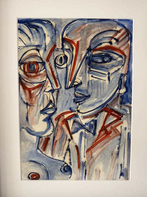 Attributed to Patrick Boudon – Post-Cubist Portrait – Paintings & Drawings, Paper (photo 3 of 5)