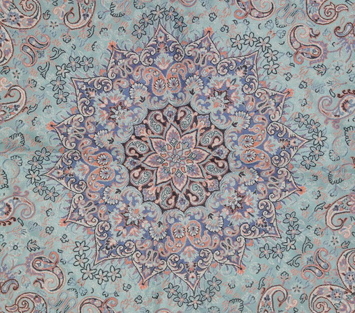 Tovaglia orientale fatta a mano, finemente lavorata con fili di seta, 75 x 75 cm