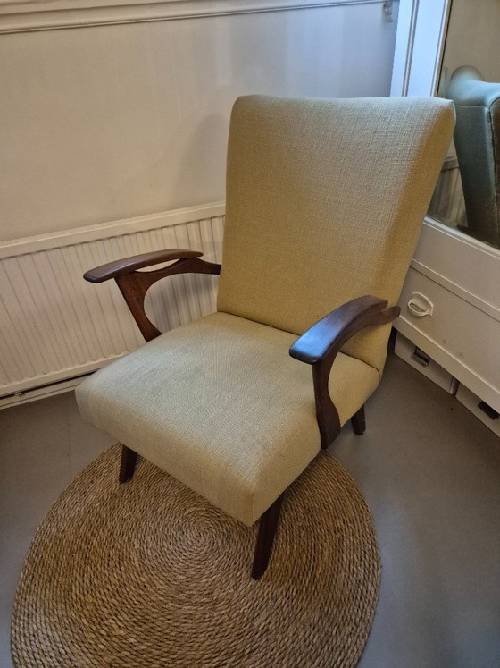 Danish Design Armchair, excellent condition, completely re-upholstered and interior renewed. – Textile, Wood (photo 10 of 12)