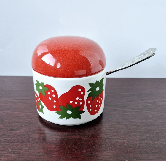 Image 1 of Waechtersbach sugar bowl, jam jar, strawberry, 1960/70