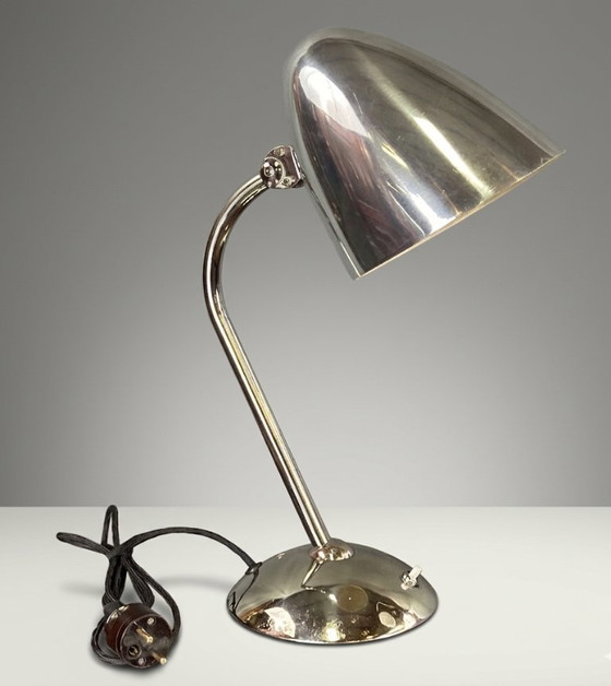 Image 1 of Art-Deco-Tischlampe, vernickeltes Metall, Franta Anýž, 1930er Jahre
