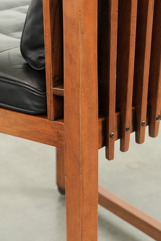 Image 1 of Black leather Schuitema Art Deco design dining/side/desk chair