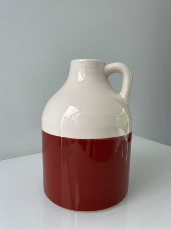 Image 1 of Decorative ceramic jug with white and terra glaze