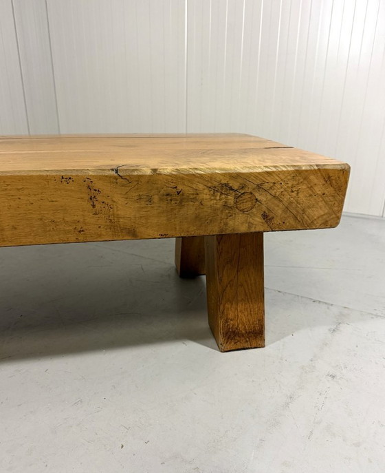Image 1 of Brutalist robust hardwood coffee table 1960s