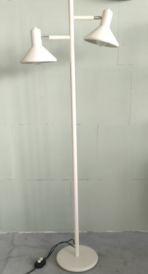 Lámpara de pie de diseño vintage blanca con 2 focos orientables 