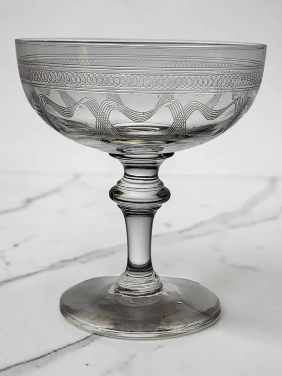 8 champagne coupes in fine crystal from the late 19th to early 20th century. – Glass & Decanter, Glass (photo 3 of 12)