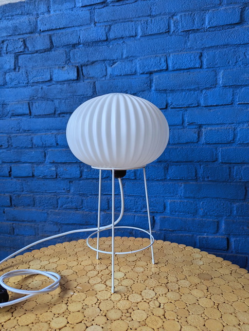 Vintage scandinavian opaline glass table lamp, 1960s