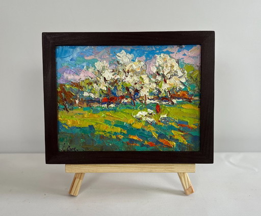 Original Oil Painting Spring Trees Landscape Spring has come