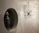 Lampadario Sputnik cromato, stile anni '70, modello extra large.