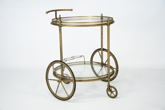 Image 1 of Chariot de bar vintage en laiton de Cesare Lacca, Italie, années 1950.