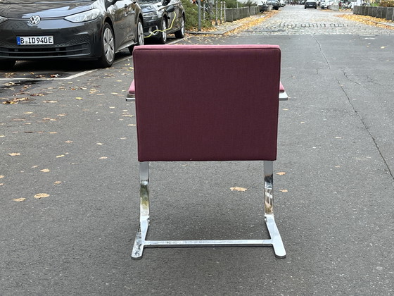 Image 1 of 1/4 Vintage Brno Knoll Armchair Chair Ludwig Mies Van Der Rohe Old Pink Bauhaus Chrome Upholstery Cantilever Arm Chair