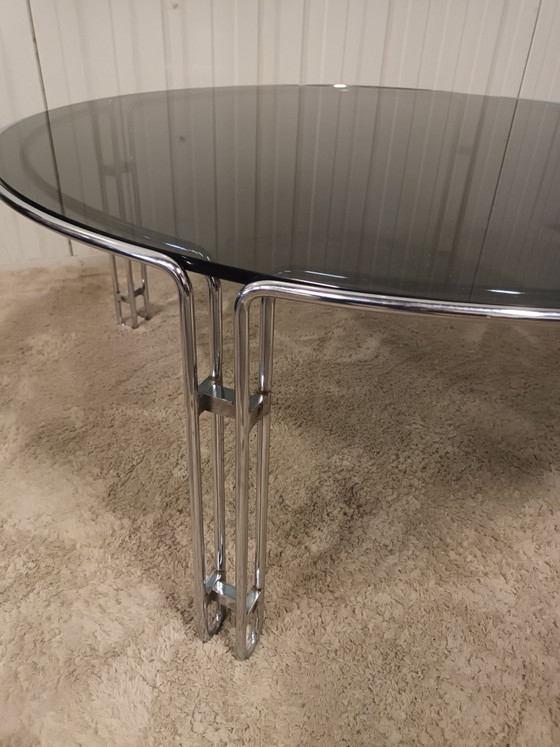 Space age coffee table with smoked glass, Metal, Silver (photo 4 of 9)
