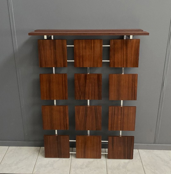 Image 1 of Appendiabiti da parete in legno impiallacciato palissandro e cromo, anni '60