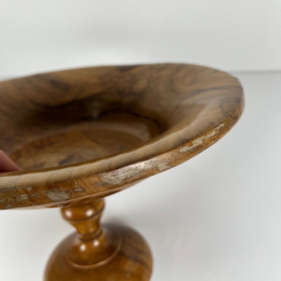 Tazza - Coupe À Fruit Sur Pied Monoxyle En Bois D'Olivier, 1950-60 – Bols, Wood, Vintage (photo 8 of 9)