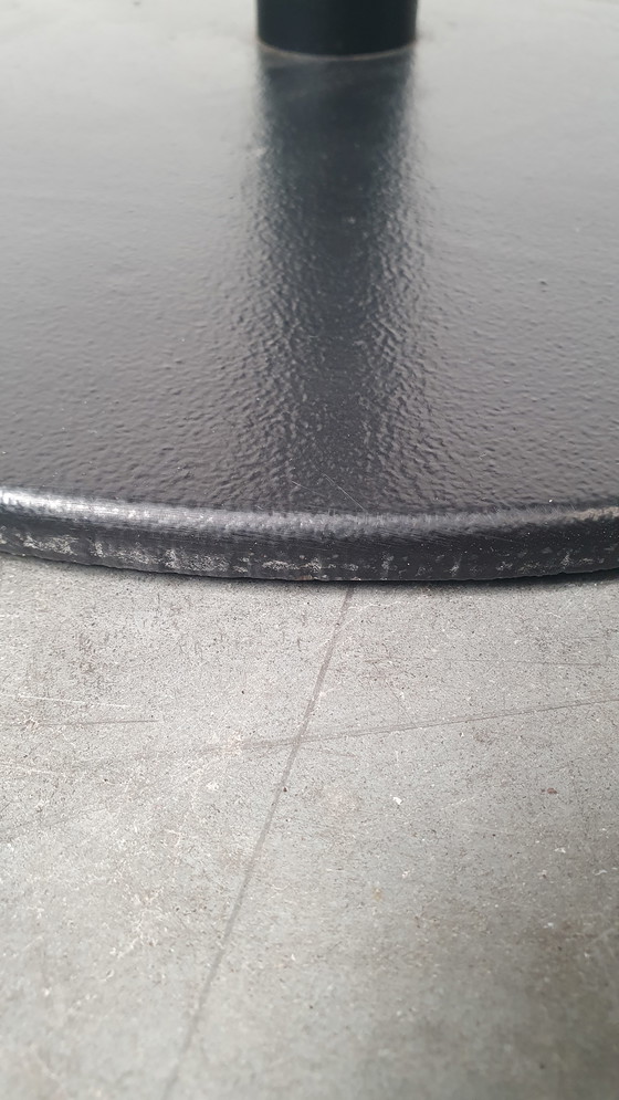 Image 1 of Round mixed wood table 100cm cast iron base Pedrali