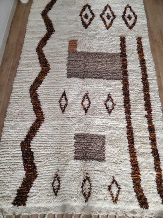 Image 1 of Handgemaakt Marokkaans wollen tapijt 2,5 x 1,5 m: Berber geometrisch ontwerp