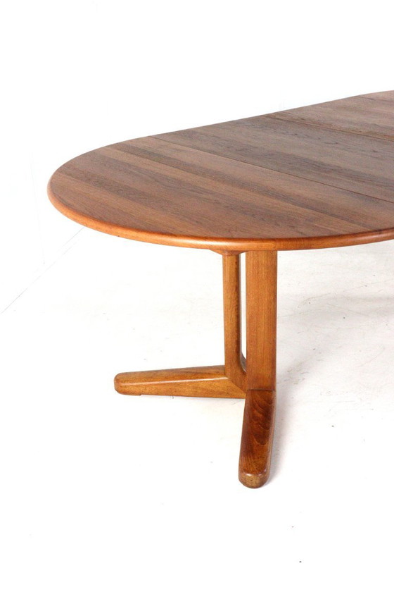Image 1 of Deense ronde 2x verlengbare eettafel gerestaureerd vintage teak