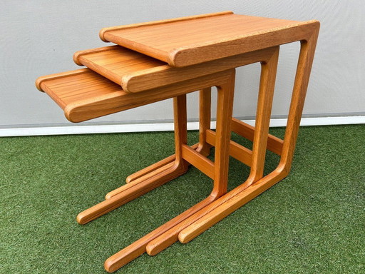 Set of 3 Salin Nyborg teak side tables