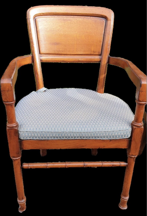 6 chaises de salle à manger RAC en bois de cerisier avec accoudoirs – Textile (photo 6 of 6)