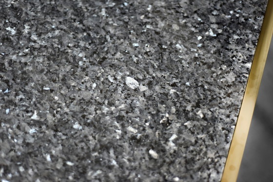 Image 1 of Vintage Mid-Century Italian Modern Brass Coffee Table with Stone Top, 1970s