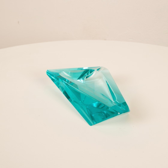 Blauwe kristallen asbak Fontana Arte Stijl, Italië 1970 – Ingrand, Tafelaccessoires, Crystal (photo 11 of 26)