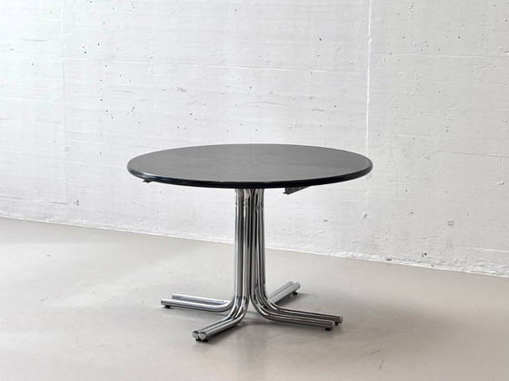 Image 1 of Black extendable table with chrome frame, 1970s