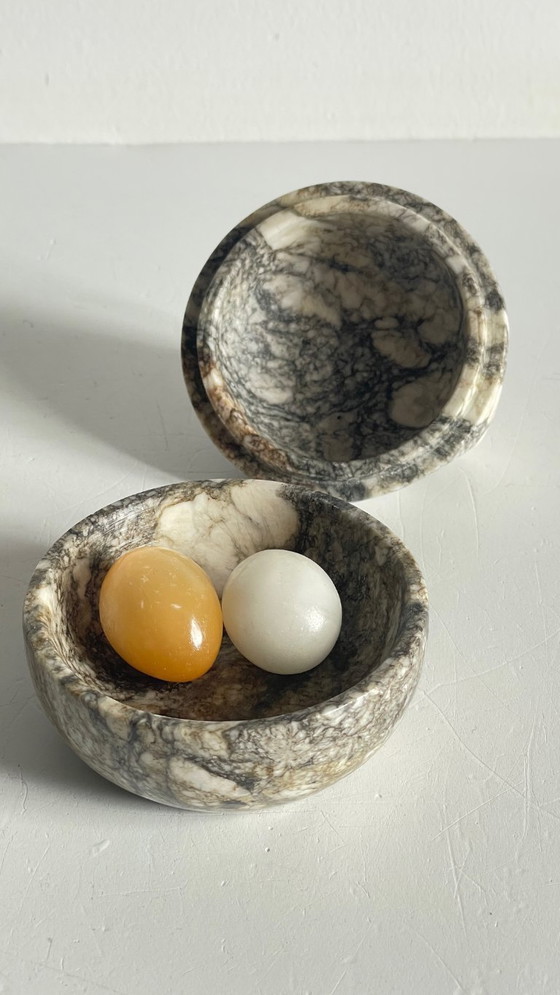 Image 1 of Vintage Marble Hen with Eggs Sculpture