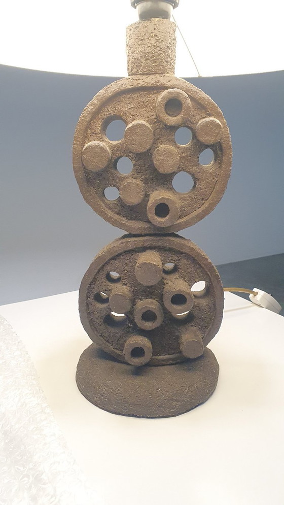 Image 1 of Brutalist vintage sculpturale lamp keramiek 70s