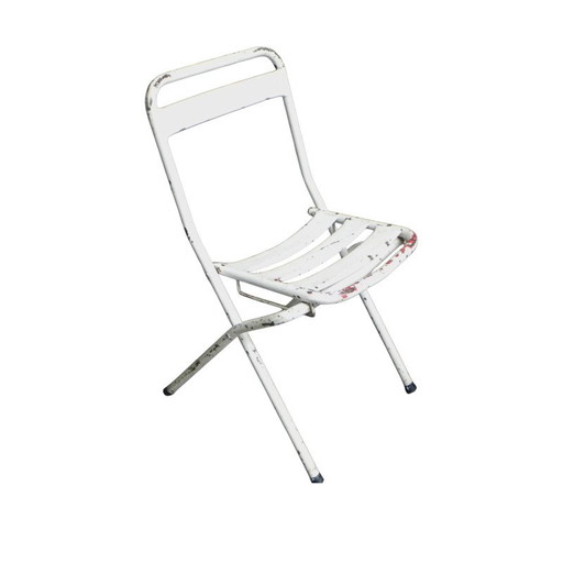 Chaise pliante industrielle en acier, France, années 50