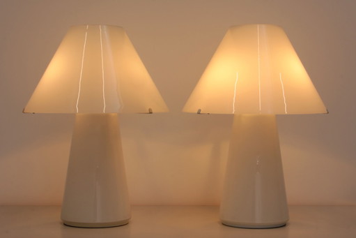 Gianni Seguso Rare Grandes lampes de table en verre de Murano ,1970 Murano Vetri