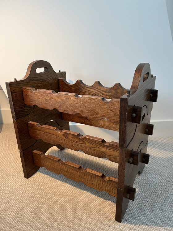 Image 1 of Vintage ‘60 modulair houten wijnrek | Mid-Century Brutalist 