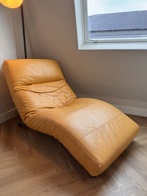 Originele Vintage N. Eilersen Chaise Longue in Cognac Leer