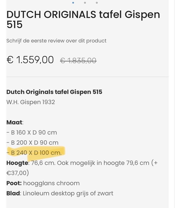 Image 1 of Gispen tafel 515