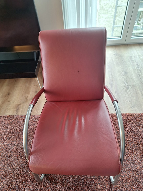 Image 1 of 2 armchairs with leather upholstery