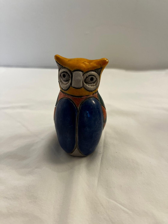 Image 1 of Set van drie veelkleurige Raku vogelfiguren