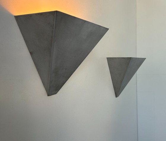 Image 1 of Coppia di applique vintage, metallo spazzolato, Francia 1970.