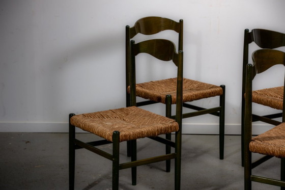 Image 1 of Sillas de comedor de haya verde y junco