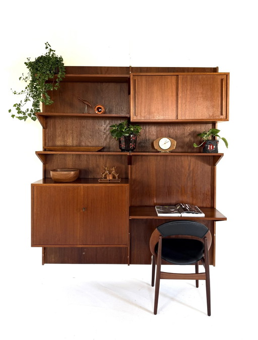 Vintage modulares Teak-Wandsystem aus den 60er Jahren