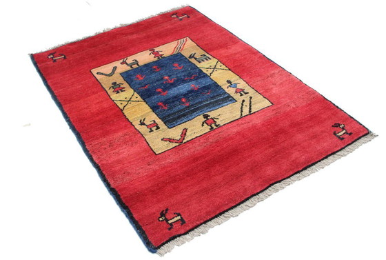 Image 1 of Tappeto orientale persiano Gabbeh Ghashghai originale, 154 cm x 115 cm, naturale antico