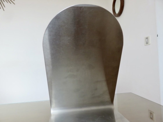 Stainless Steel Table Mirror, France, 1970, Metal, Glass, Silver, Modern (photo 11 of 13)