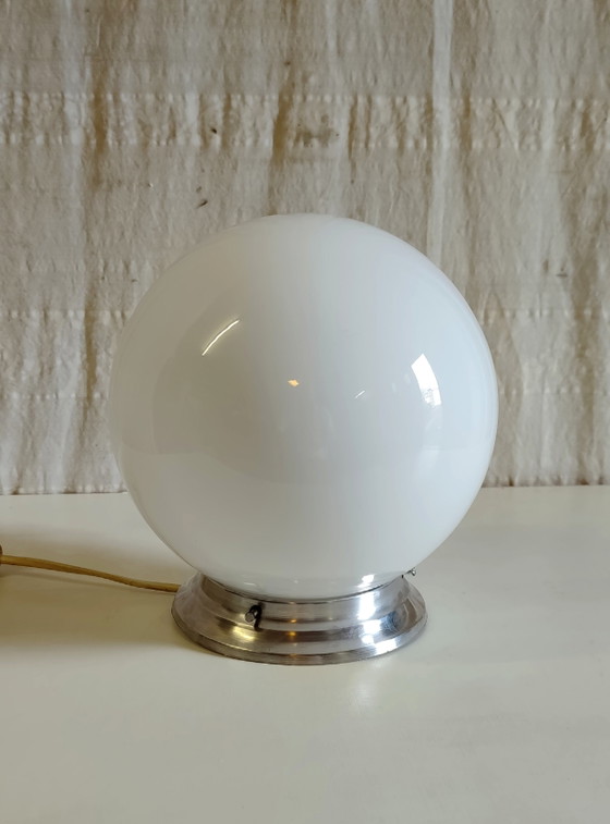 Ceiling or Table Lamp, Opaline Globe, 20cm Diameter - Mid-20th Century – Ceiling lights, Glass (photo 6 of 8)