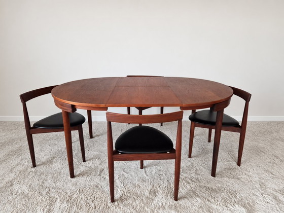 Roundette Teak Extendable Dining Set by Hans Olsen for Frem Røjle, Denmark 1960s – Wood, Skai (photo 3 of 29)