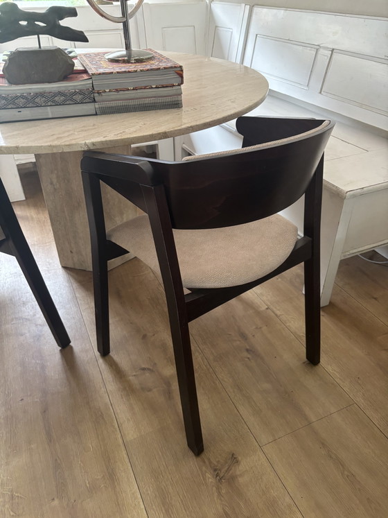 Image 1 of 3 chaises de salle à manger design en bois foncé, style japonais moderne Ibiza