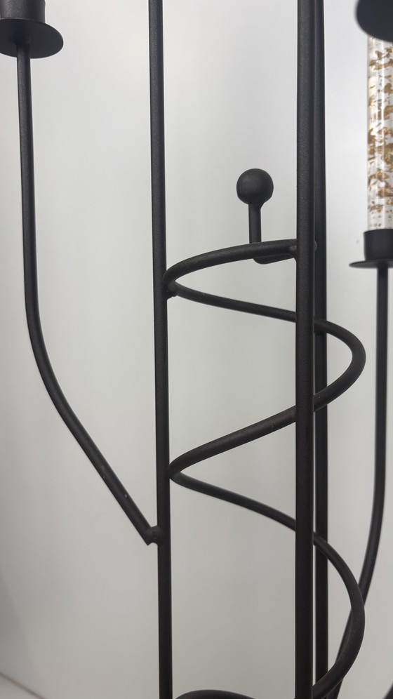 Image 1 of 2 x Vintage-Stehkerzenständer aus Metall mit spiralförmigem Muster im brutalistischen Stil