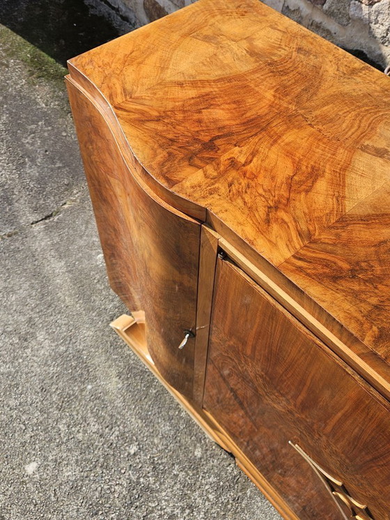 Image 1 of Buffet Art Déco français - Bois d'orme ronce brillant - Années 20