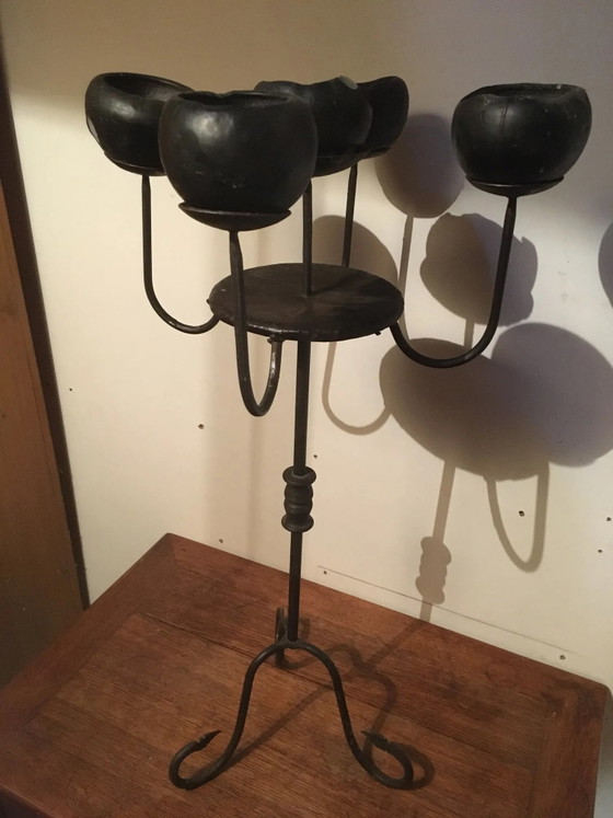 Candelabro 5 candele in ferro battuto – Portacandele, Vintage (photo 3 of 12)