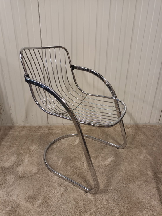 Beautiful Vintage Chrome Tubular Chairs (4x) | Italian Design, Dining chairs, Metal, Silver (photo 3 of 9)