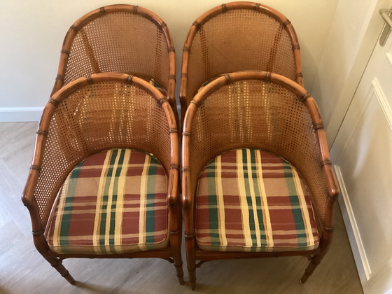 Image 1 of Giorgetti Gurtband-Schalenstuhl-Set aus Bambusimitat